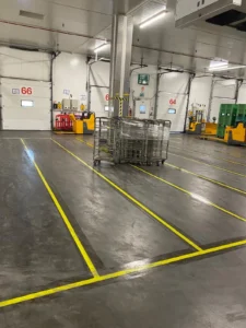 Warehouse pallet grid line marking project