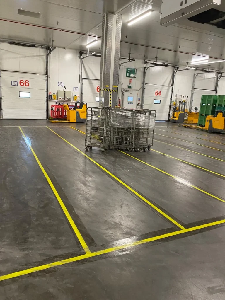 Warehouse pallet grid line marking project