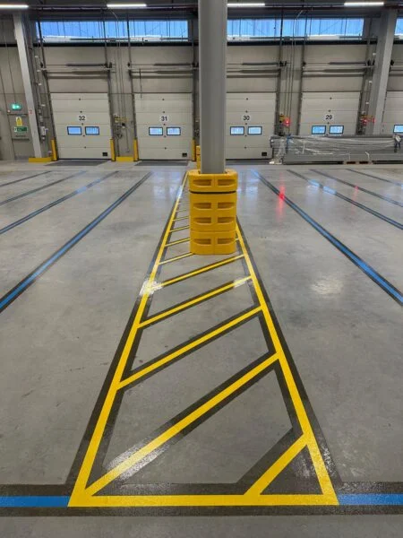 Column Protection Zone Line Marking