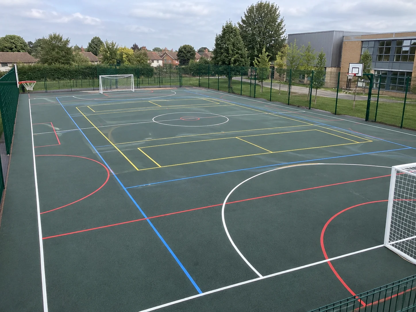 Different line colours for each sport on a MUGA