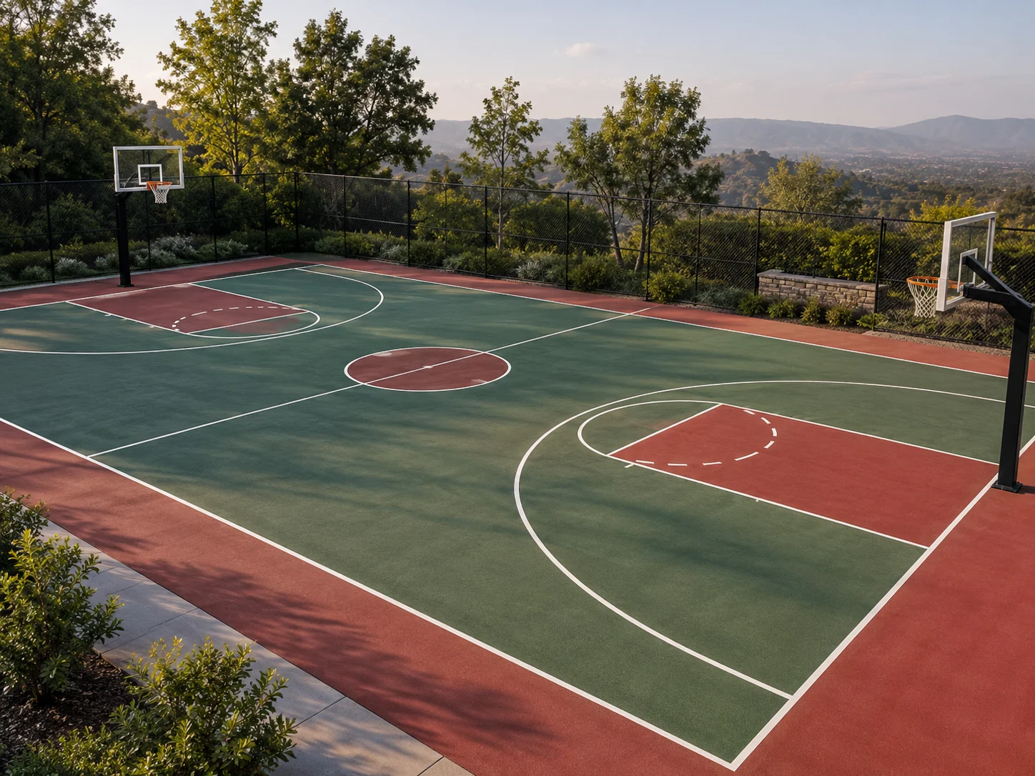 Netball court divided into thirds with shooting circles