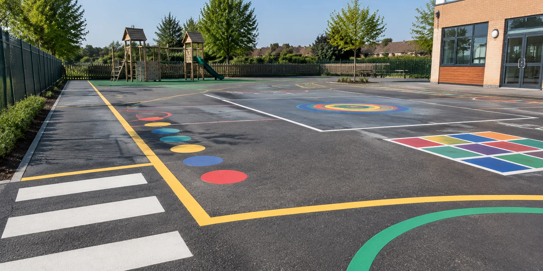 Safety and boundary markings in a school yard