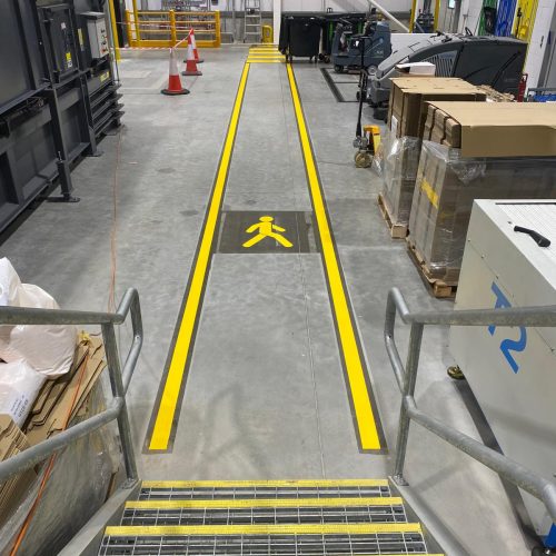 UV Line Marking Safety Step Nosings in Warehouse 1 min